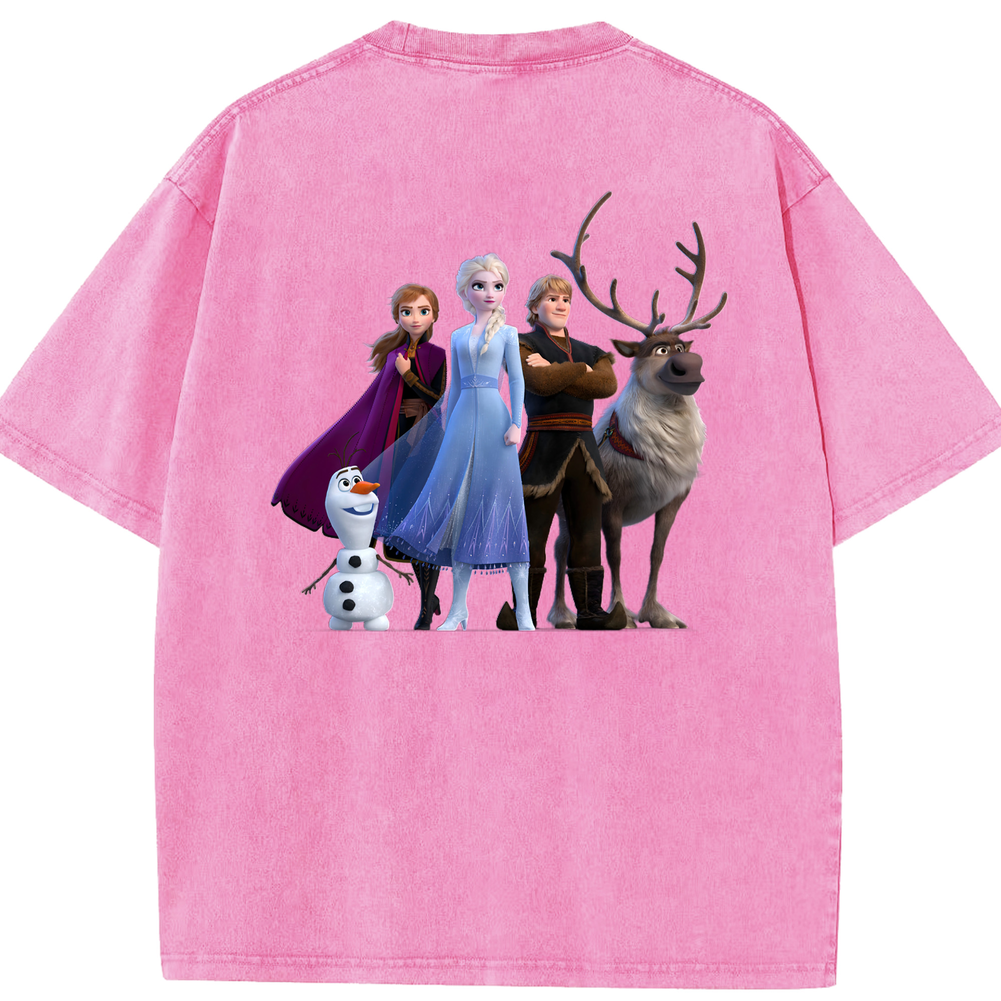 （画像用） アナと雪の女王 アンナ エルサ Frozen Anna Elsa 綿100% ヴィンテージ風 半袖Tシャツ（背面プリント）